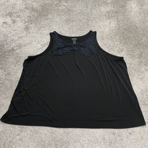 Maggie Barnes Embroidered Tank Top Womens Plus Size 5X Black Stretch Casual